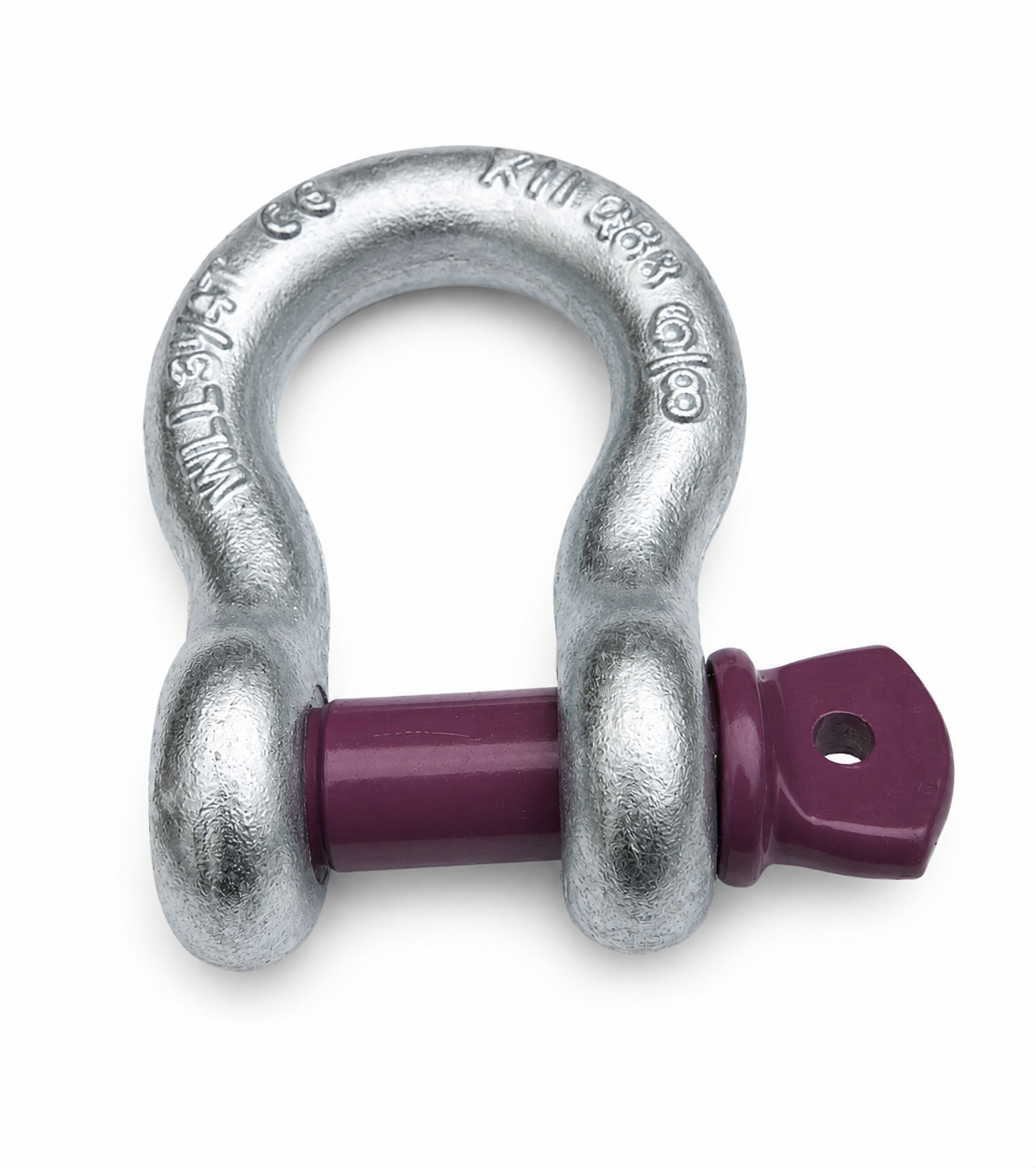 Yellow bow shackle with screw pin closure for industrial lifting