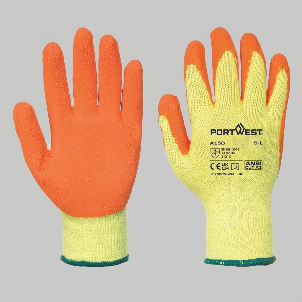 Orange Portwest A150 Grip 10 latex economy work glove