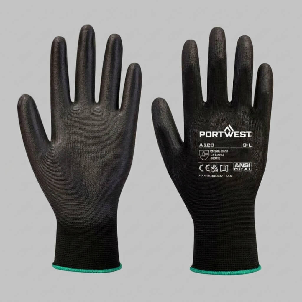 Black Portwest A120 Grip 13 PU palm work glove